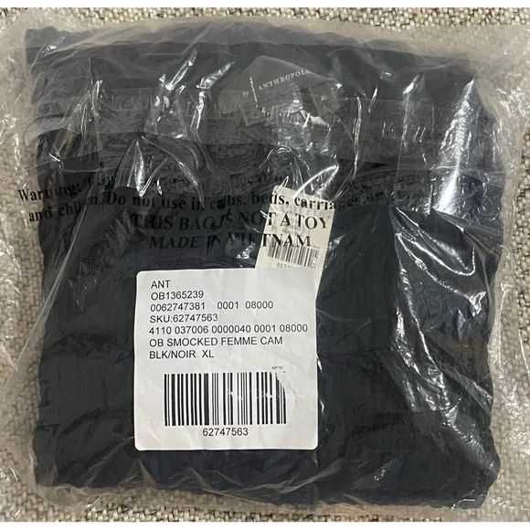 Anthropologie Black Smocked Cami NWT Size XL - Picture 10 of 12